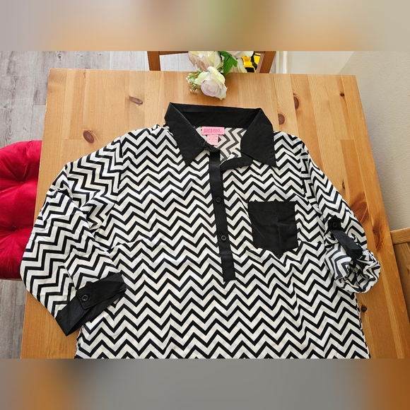 She's Cool - Women's 3/4 Sleeve Chevron Print Shift Dress XL - Picture 7 of 9